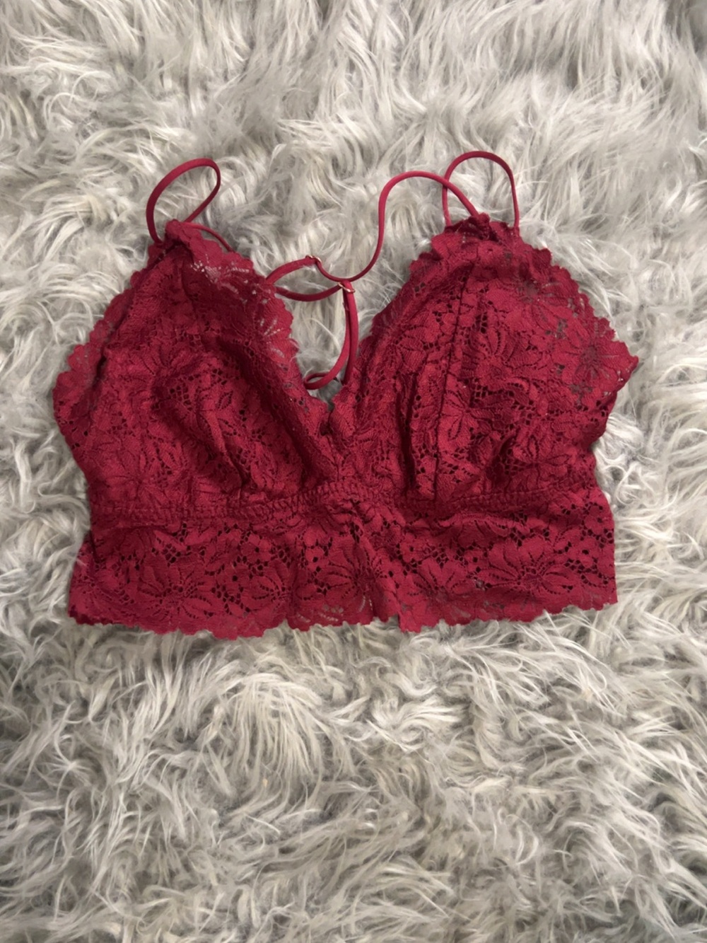 PINK Victoria's Secret Lace Trim Bralette in Deep Wine